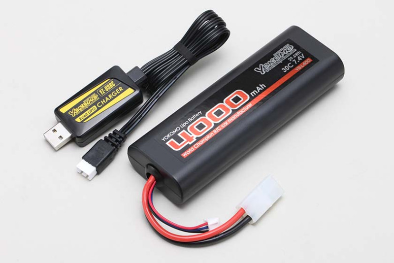 ヨコモ　USB充電器&ストレートパックLi-po4000mAhセット